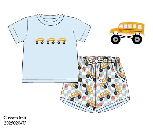 Pre Order 123: Cheese Wagons- Boys Knit Shortie Set