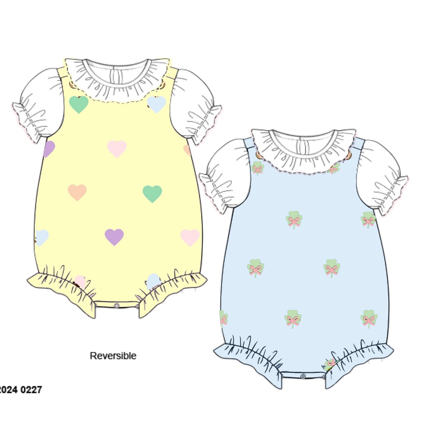 RTS: Lucky Love- Girls Knit 2pc Reversible Bubble