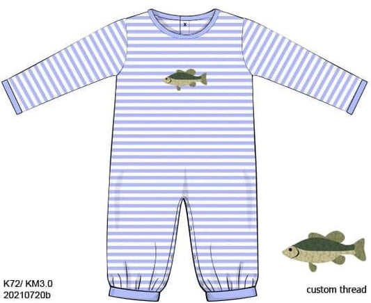 RTS: French Knot Fishies- Boys Knit Romper