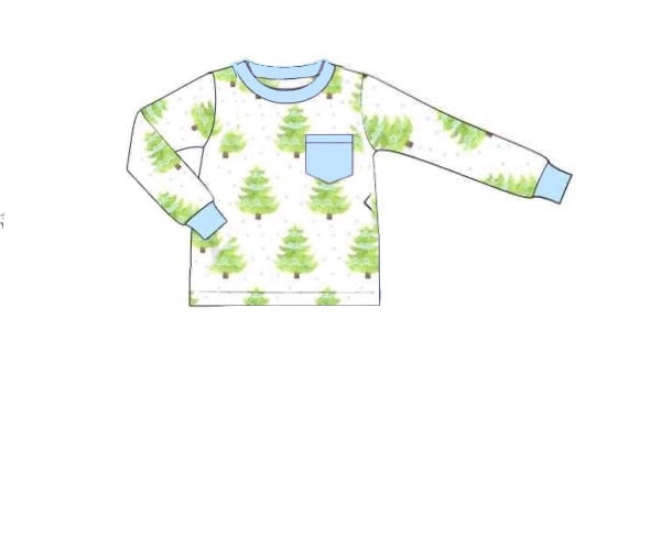 RTS: Watercolor Trees- Boys Knit Shirt