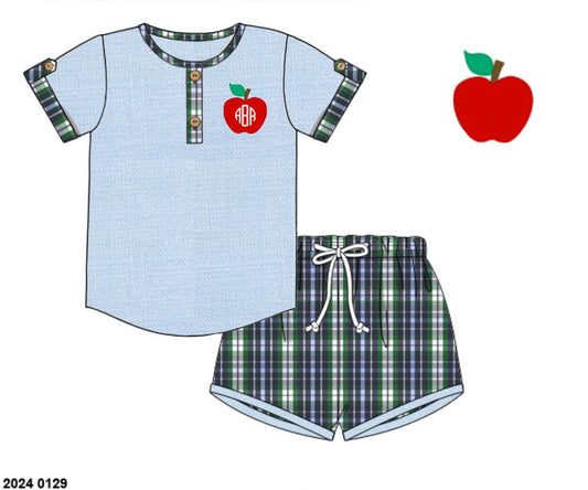 Pre Order 123: Properly Plaid- Boys Woven Shortie Set