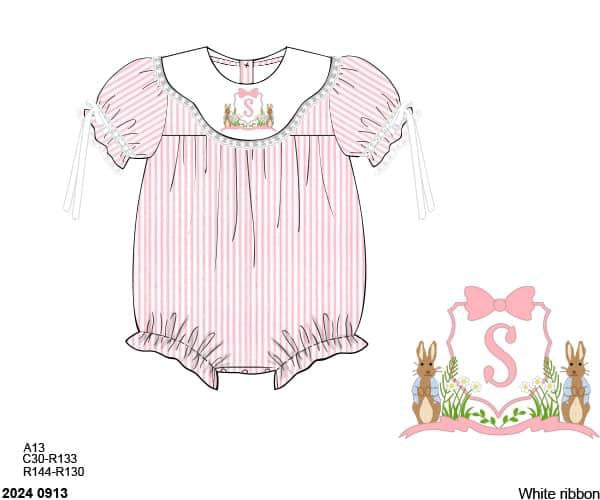 Pre Order 116: Bunny Crest - Girls Woven Bubble