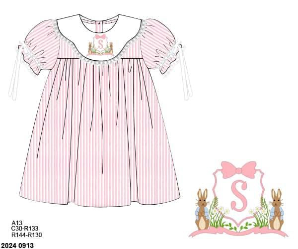 Pre Order 116: Bunny Crest - Girls Woven Dress