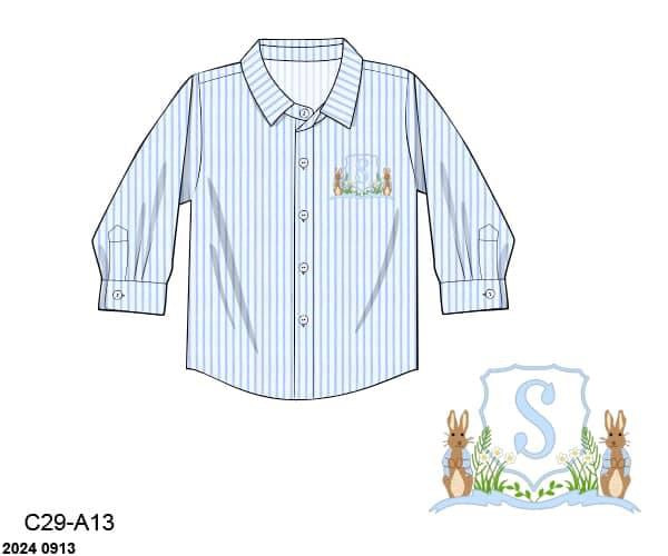 Pre Order 116: Bunny Crest- Dad/Boys Woven Button Up Shirt