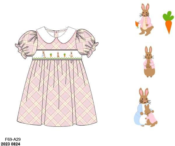 Pre Order 116: Smocked Peter Rabbit- Girl Dress