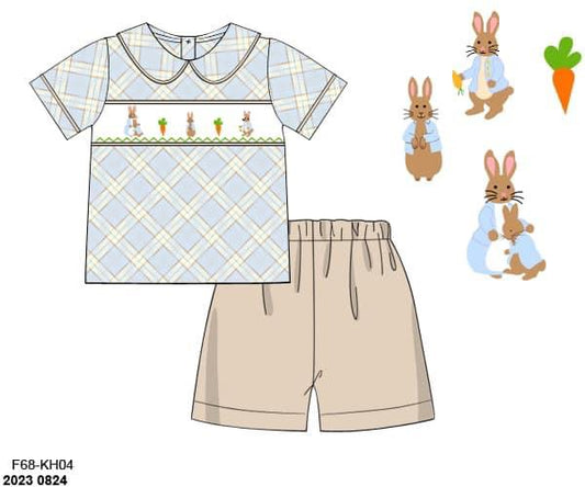 Pre Order 116: Smocked Peter Rabbit- Boy Short Set