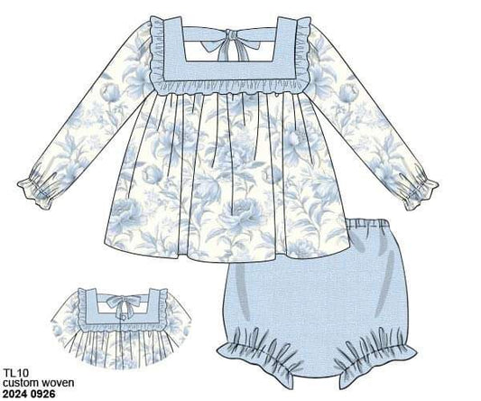 Pre Order 116: Wellington- Girls Woven Diaper Set