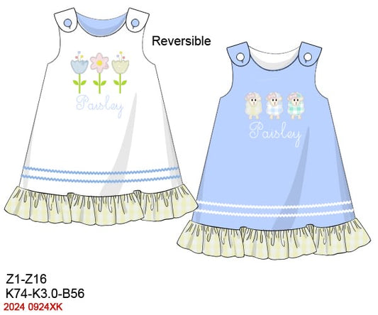 Pre Order 116: Reversible Spring!- Girls Knit Dress