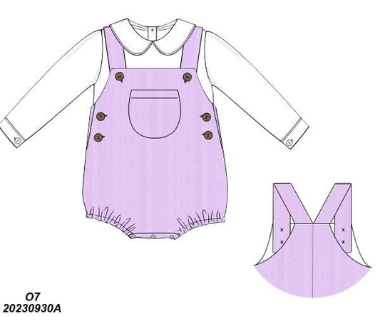 Pre Order 116: Lily Lavender- Boys Linen 2pc Bubble