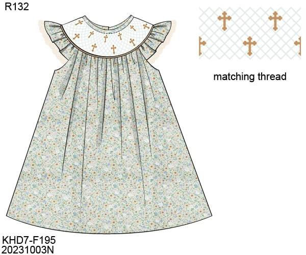 Pre Order 116: Geometric Smock Crosses- Girls Woven Dress