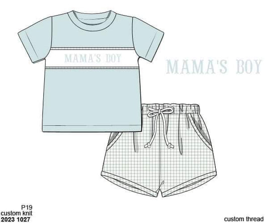 Pre Order 116: Finlee Name Smocks- Boys Woven Shortie Set