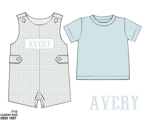 Pre Order 116: Finlee Name Smocks- Boys 2pc Woven Shortall