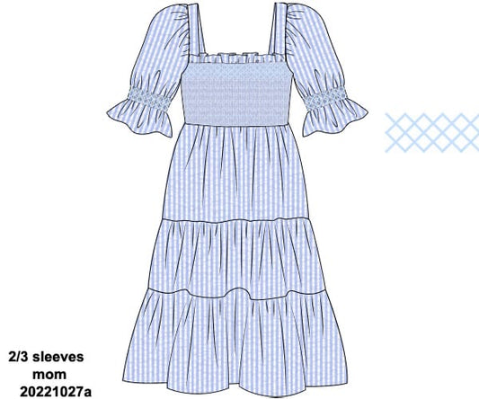 Pre Order 116: Avery's Seersucker - Mom/Mini Woven Midi Dress