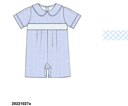 Pre Order 116: Avery's Seersucker- Boy Romper