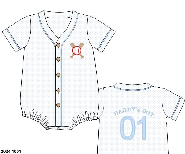 Pre Order 116: Bitty Dot Baseball- Unisex Blue Dot Jersey Bubble