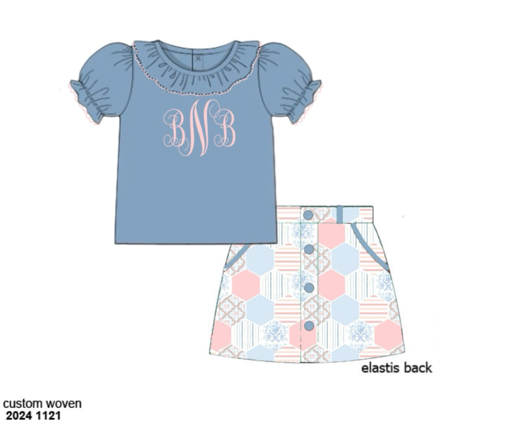 Pre Order 122: Palmer Patches- Girls Woven Skort Set