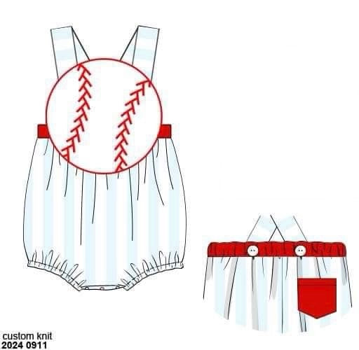 Pre Order 116: Play Ball!- Boys Knit Sunsuit