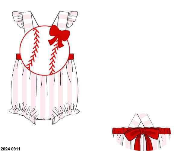 Pre Order 116: Play Ball!- Girls Knit Sunsuit