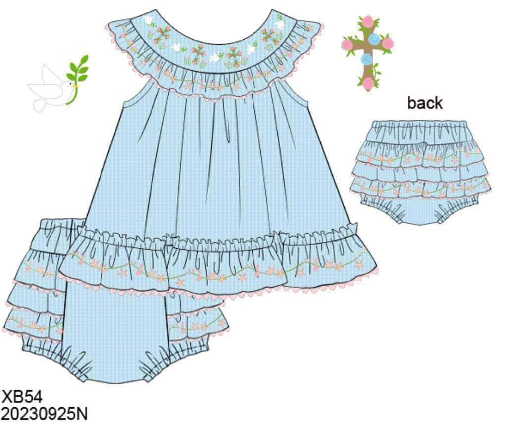 Pre Order 116: Matthew 3:16- Girls Woven Diaper Set