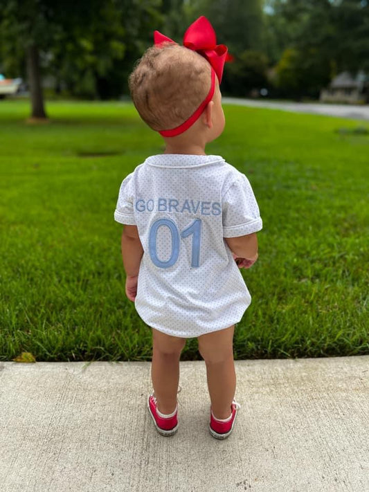 Pre Order 116: Bitty Dot Baseball- Unisex Blue Dot Jersey Bubble