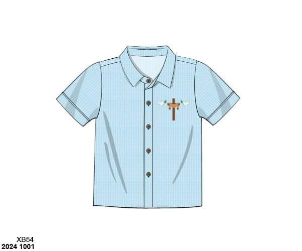 Pre Order 116: Matthew 3:16- Boys Woven Button Up Shirt