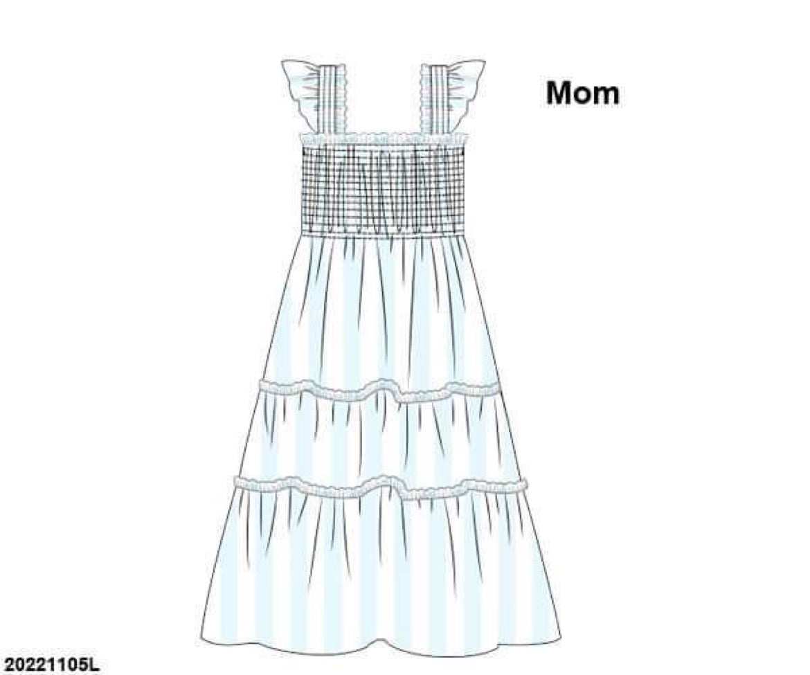 RTS: Pastel Stripes- Mom/Mini Woven Dress