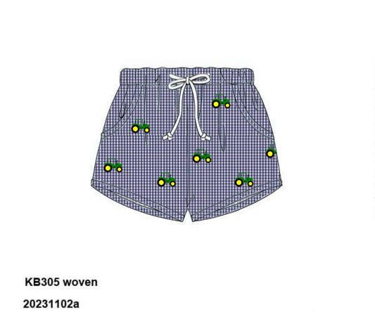 Pre Order 122: Green Tractor- Boys Woven Swim Shorties