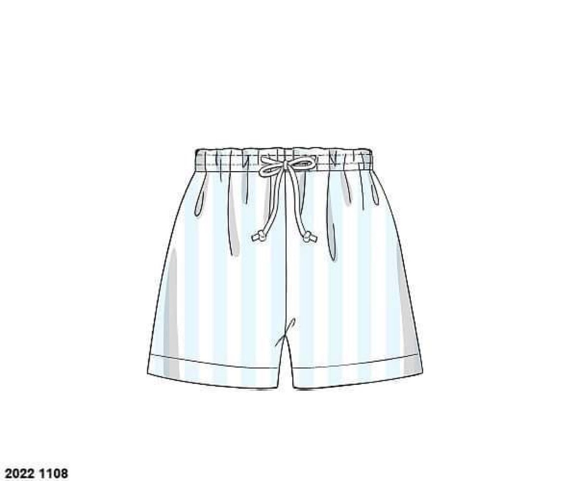 RTS: Pastel Stripes- Boys/Dad Woven Traditional Swim Shorts