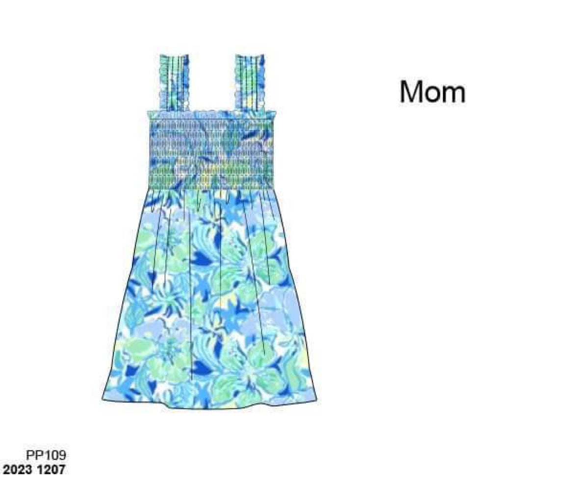 RTS: Morrison’s Summer Floral- Mom/Mini Knit Smocked Dress