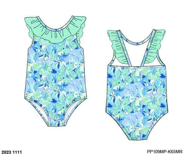 RTS: Morrison’s Summer Floral- Girls 1pc Rash Guard Swim