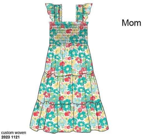 RTS: Aloha Floral- Mom/Mini Woven Dress