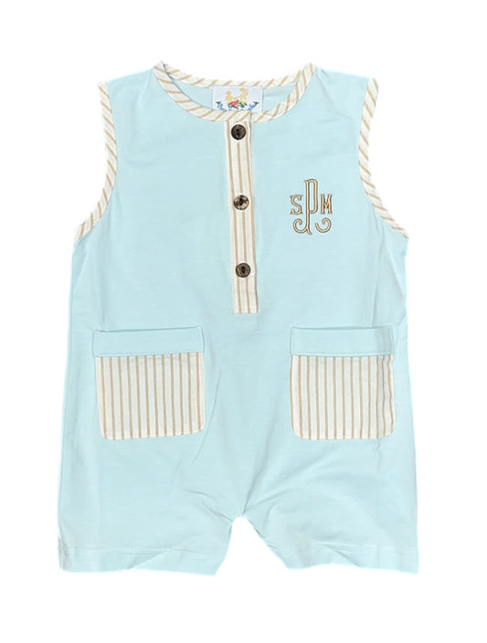 RTS: Boys Only Collection- Pinstripes- Boys Knit Shortall "SPM"