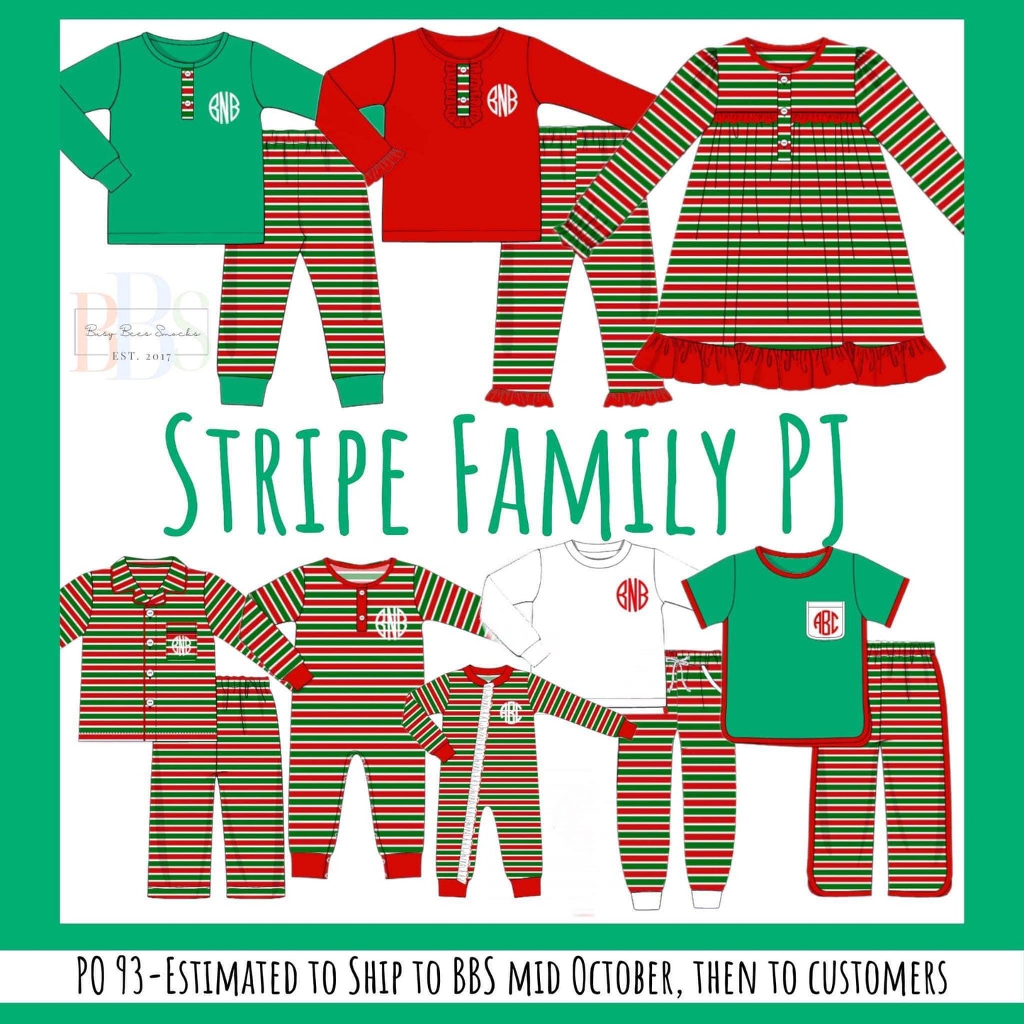 RTS: Stripe Family Pjs- Boys/Adult 2pc Pjs (No Monogram)