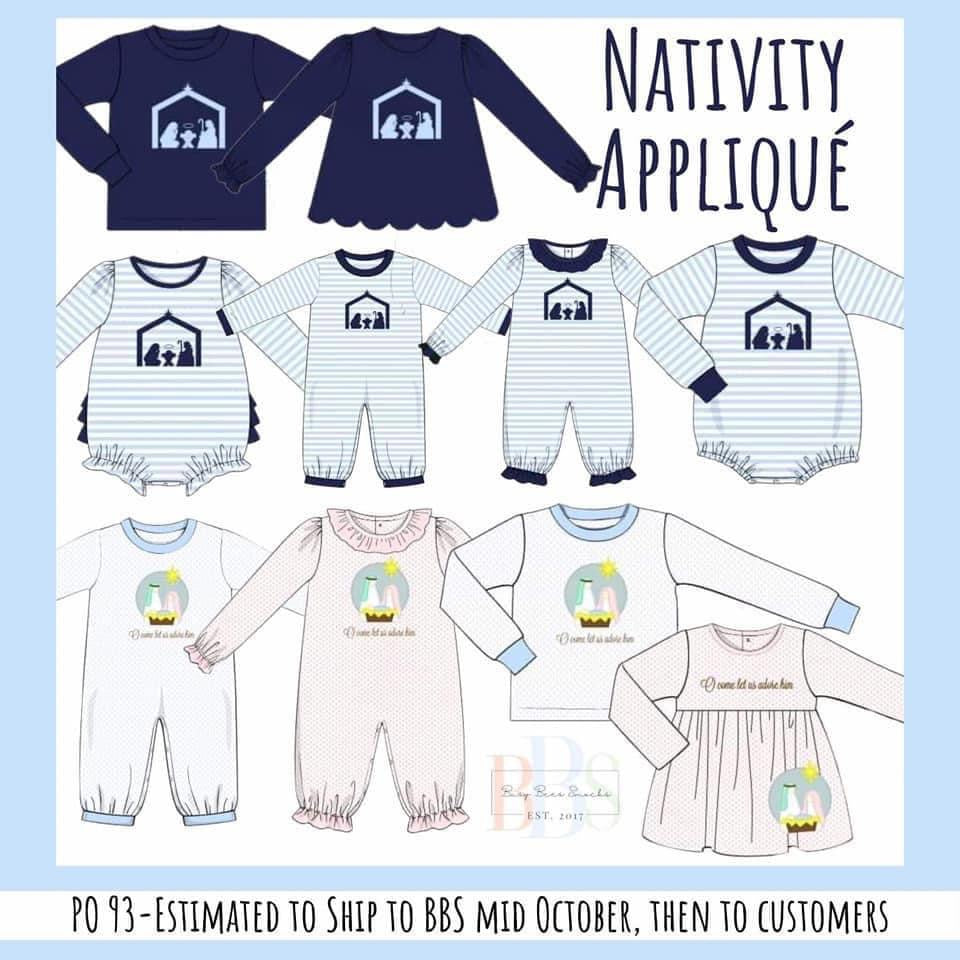RTS: Nativity Applique- Boys Bitty Dot Knit Shirt