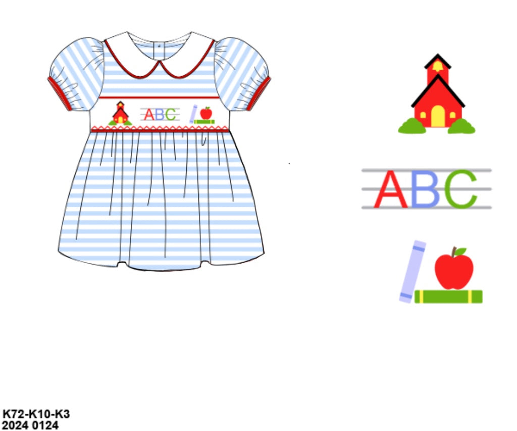 Pre Order 123: BTS Knit Shirt Only- Girls Smocked School House