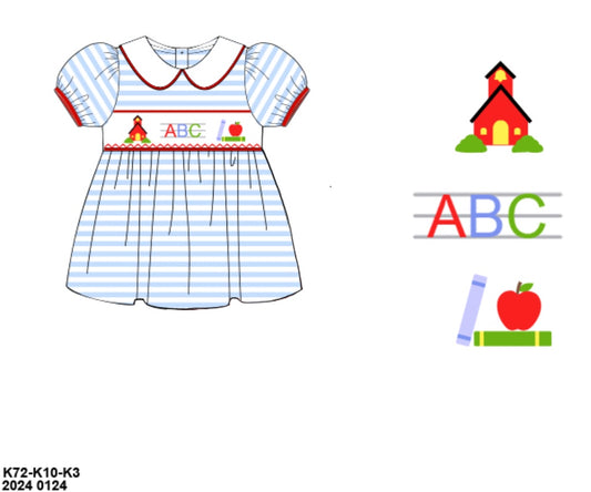 Pre Order 123: BTS Knit Shirt Only- Girls Smocked School House