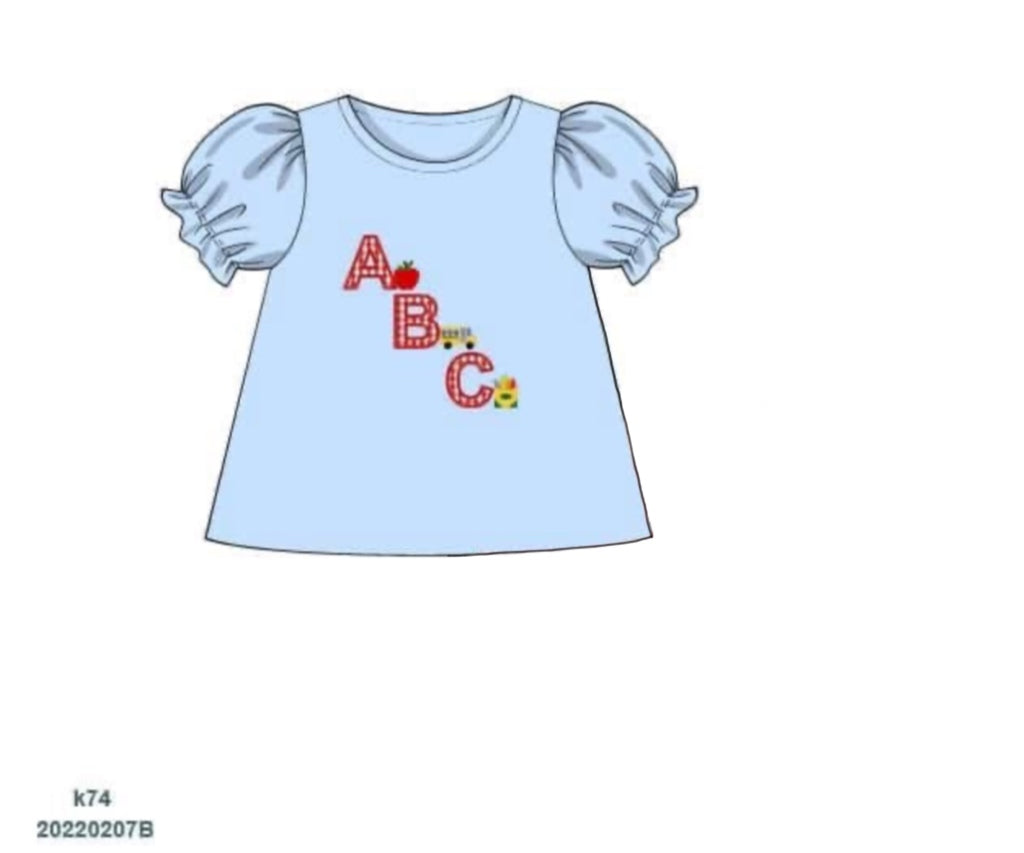 Pre Order 123: BTS Knit Shirt Only- Girls ABC Appliqué