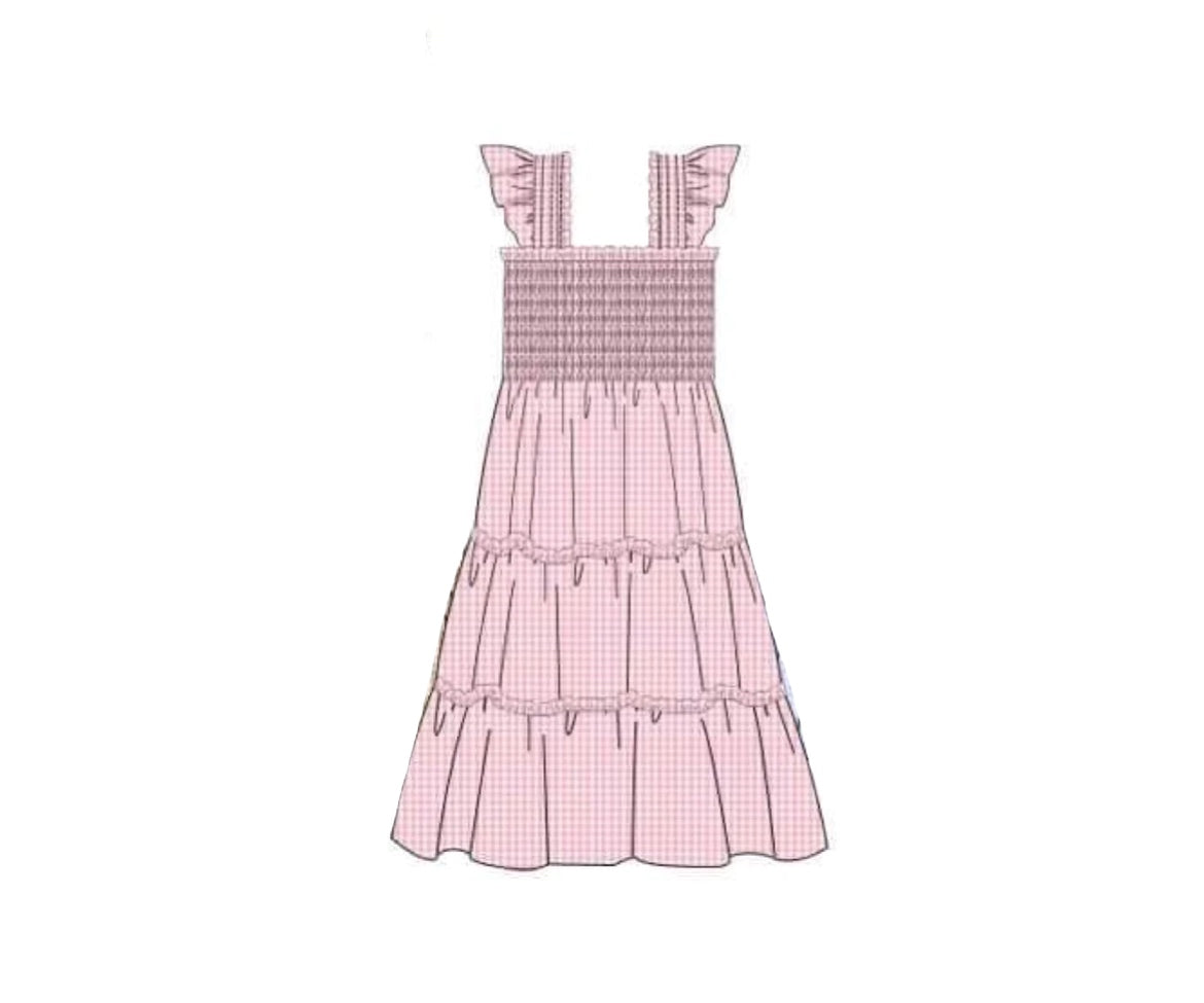 RTS: Mom & Mini Basics- Mom/Mini Pink Micro Gingham Woven Dress