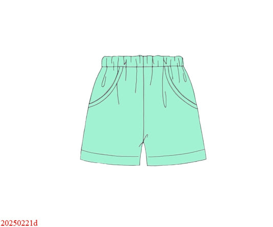 Pre Order 123: Boys Knit Bottoms- Mint Traditional Shorts