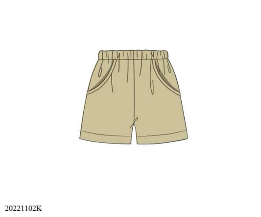 Pre Order 123: Boys Knit Bottoms- Khaki Traditional Shorts