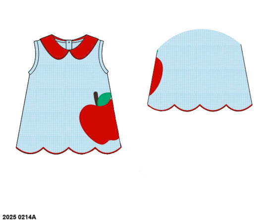 Pre Order 123: A is for Apple- Girls Seersucker Shirt