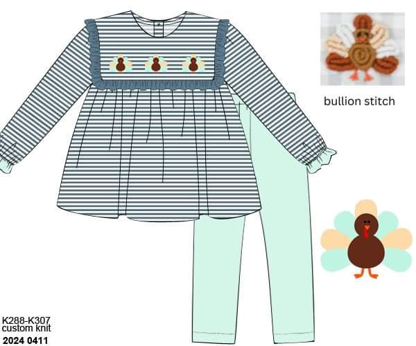 RTS: Stella’s Turkeys-Girls Knit Legging Set