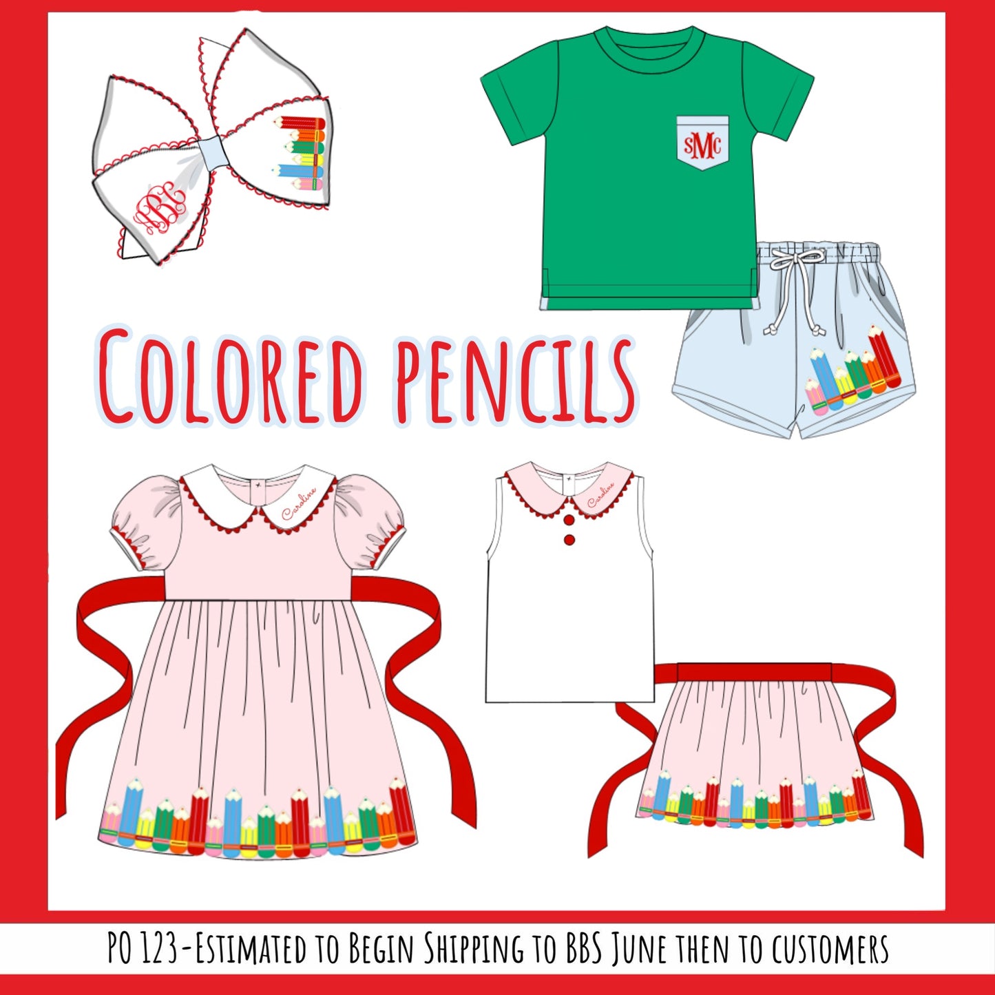 Pre Order 123: Colored Pencils- Girls Woven Skort Set