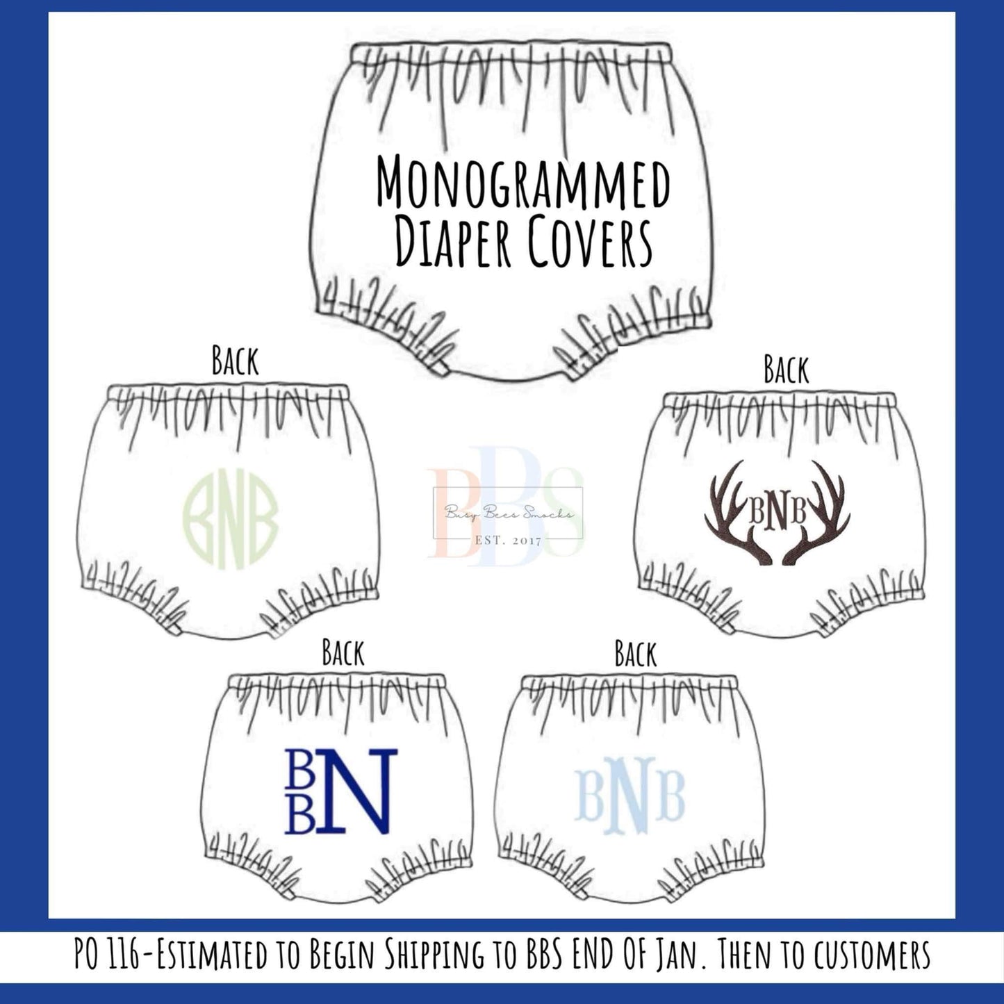 Pre Order 116: Monogram Diaper Cover - Deer Antlers