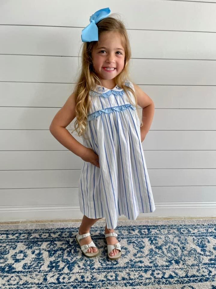 RTS: Blue Crab Collection- Girls Dress – Busy Bee Smocks!