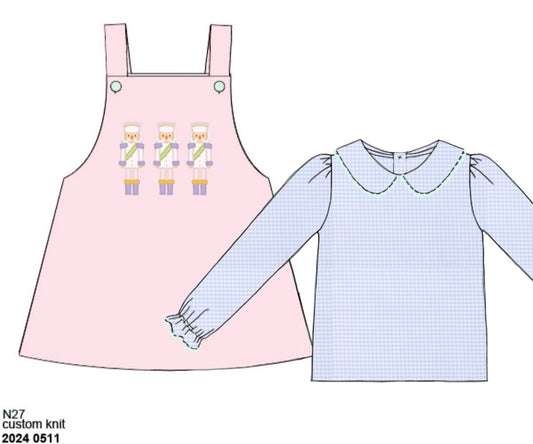 RTS: Pastel Nutcrackers- Girls Velvet 2pc Dress