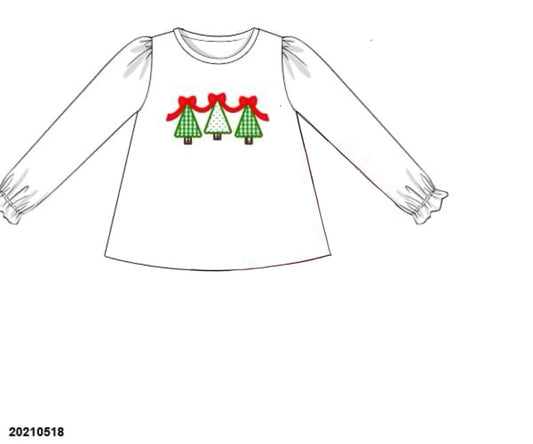 RTS: 25 Days of Christmas- Girls Tree Appliqué Knit Shirt