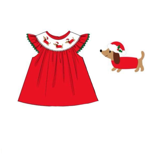 RTS: 25 Days of Christmas- Girls Holiday Dachshund Knit Shirt