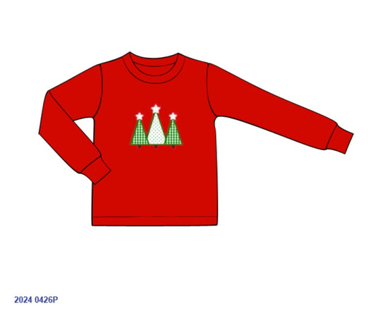 RTS: 25 Days of Christmas- Boys Tree Appliqué Knit Shirt