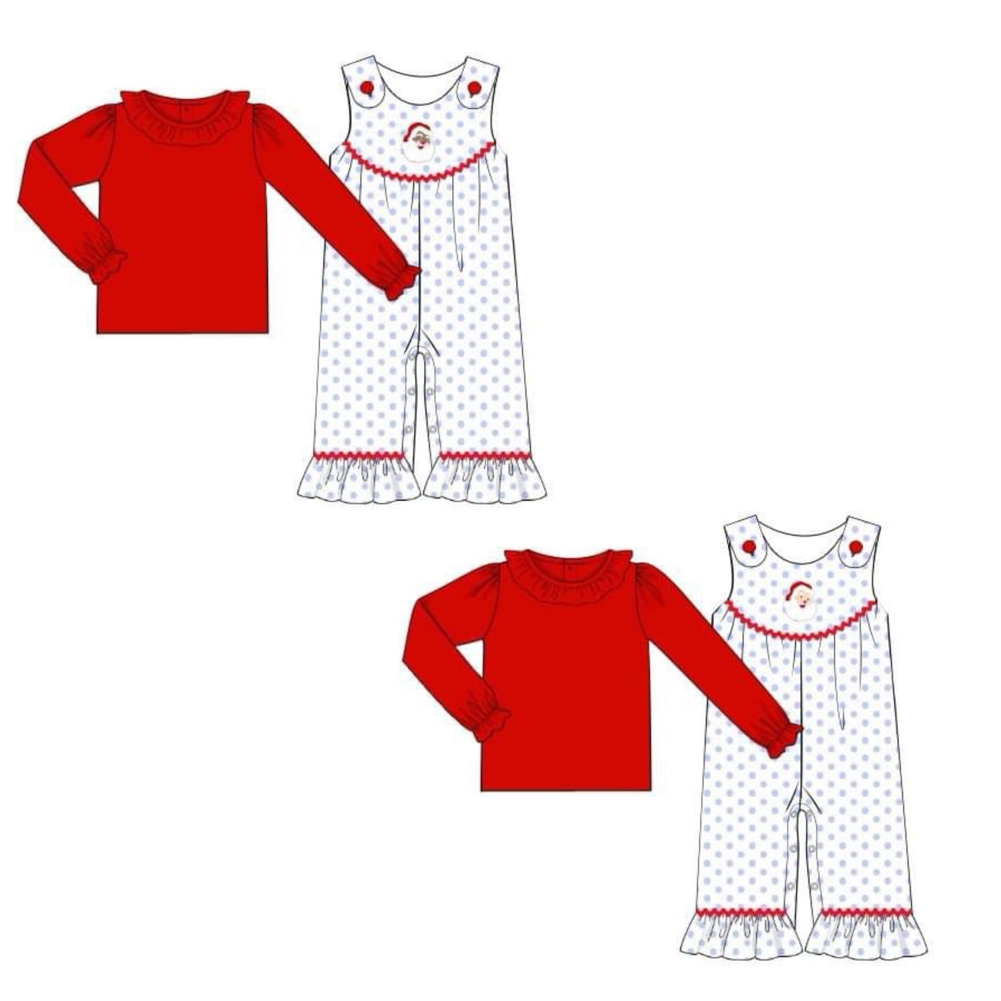 RTS: Little Saint Nick- Girls 2pc Woven Romper